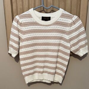 Truth Beige and White Striped Knit Top